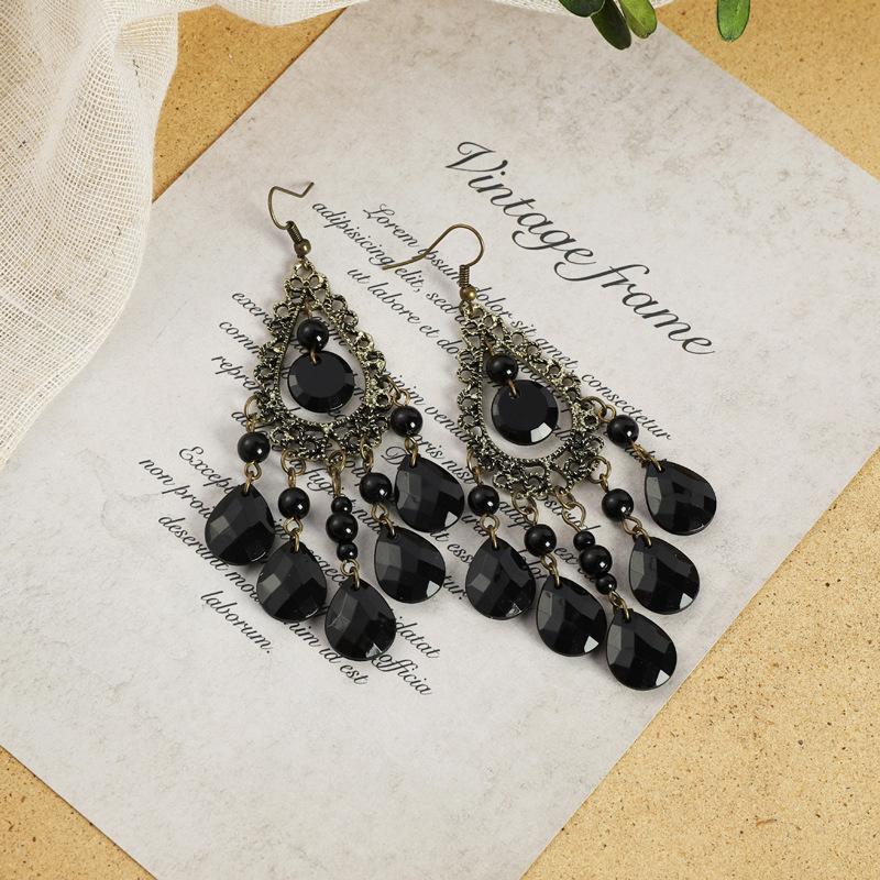 Vintage Long Fringed Earrings Femininity Earrings Niche Bohemian Vacation Earrings