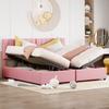 Upholstered Bed 180x200 cm, Hydraulic Storage Bed, Skin-Friendly Linen High Box Bed, Multifunctional Double Bed, Pink