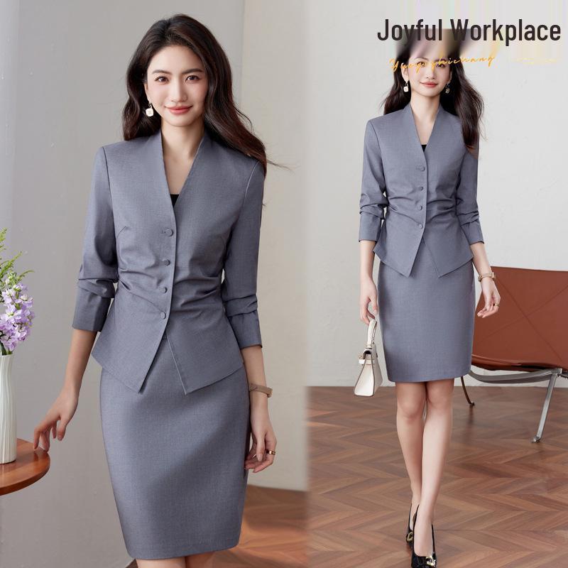

Collarless Women s Suit Set: Slim-Fit Professional Workwear for Spring and Autumn XXL