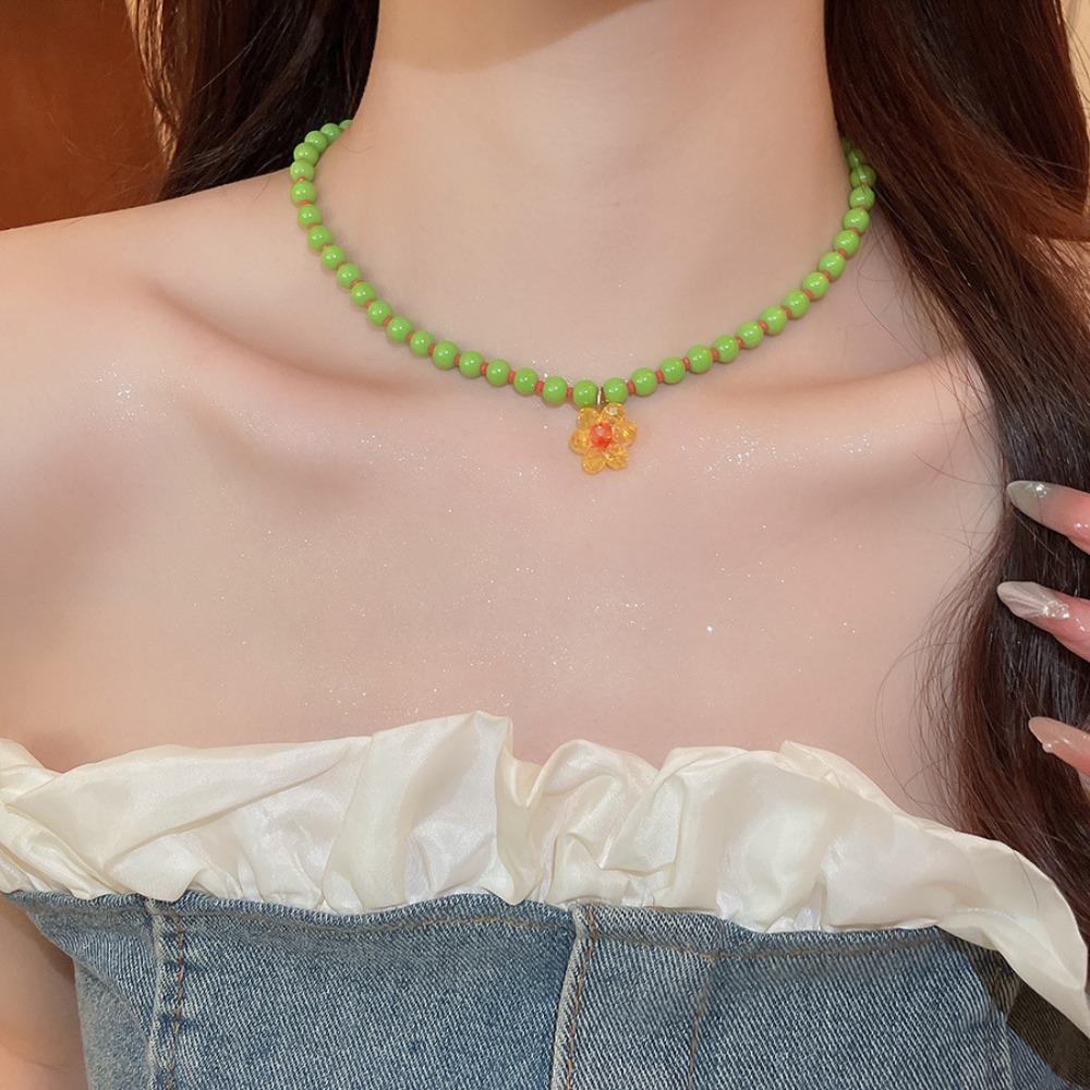 Jewelry Gift Bohemian Choker Ornaments Clavicle Necklace Lovely Flowers Beaded Necklace  Beach