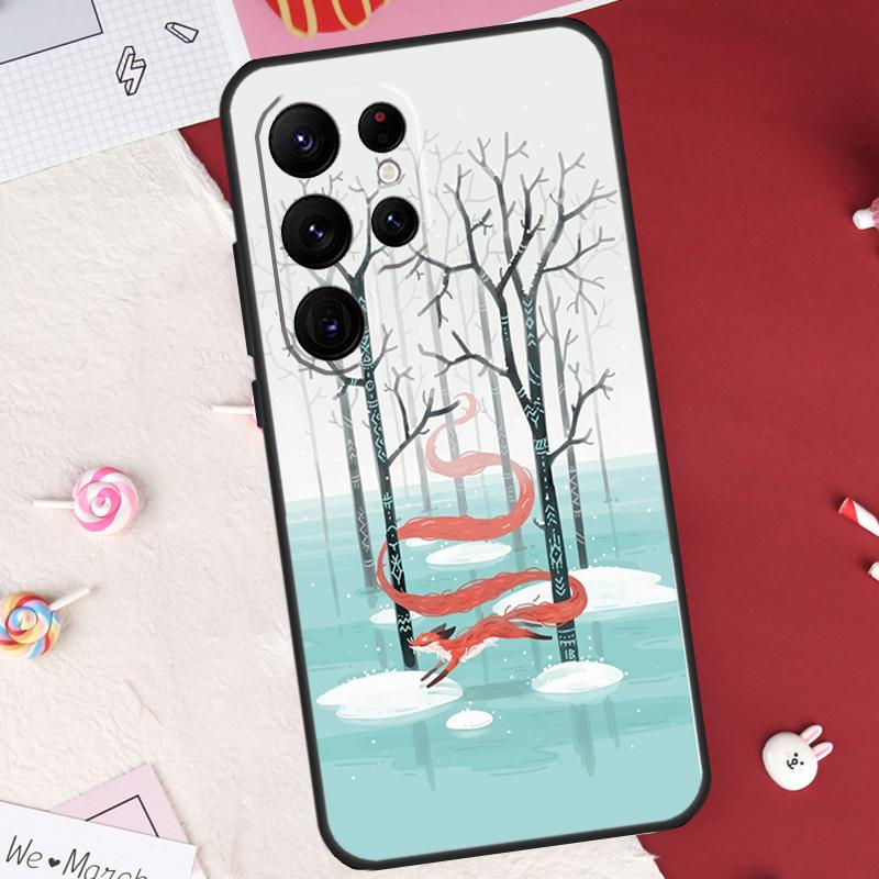 Winter Fox Foxes Case For Samsung Galaxy S26 Ultra S23 S22 S21 S20 S24 S25 Ultra S10 Plus S25 FE Cover Shell