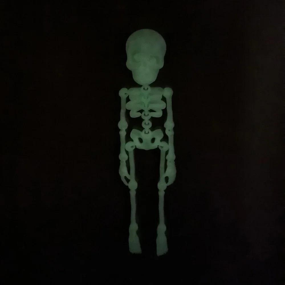 Creative Skull Refrigerator Magnet 3D Printed Joints Movable Halloween Toy Horror Luminous Skull Ornaments for Fridge Decor