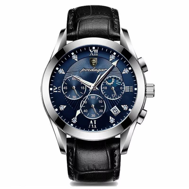 Poedagar 820  Custom Men Quartz Watch Leather & Stainless Steel Strap Sport Business Watch Bulk /ODM Wristwatch