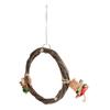Wooden Bird Swing Perch Branch Woven Ring Colorful Food Colouring Parrot Hanging Swing Toy for