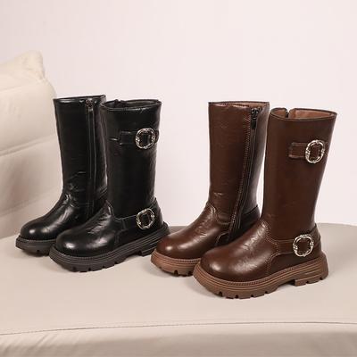Mädchenstiefel 2025 Herbst neue Kinder Martin Stiefel Retro Lederstiefel Mädchenstiefel Laufsteg hohe Stiefel Tide