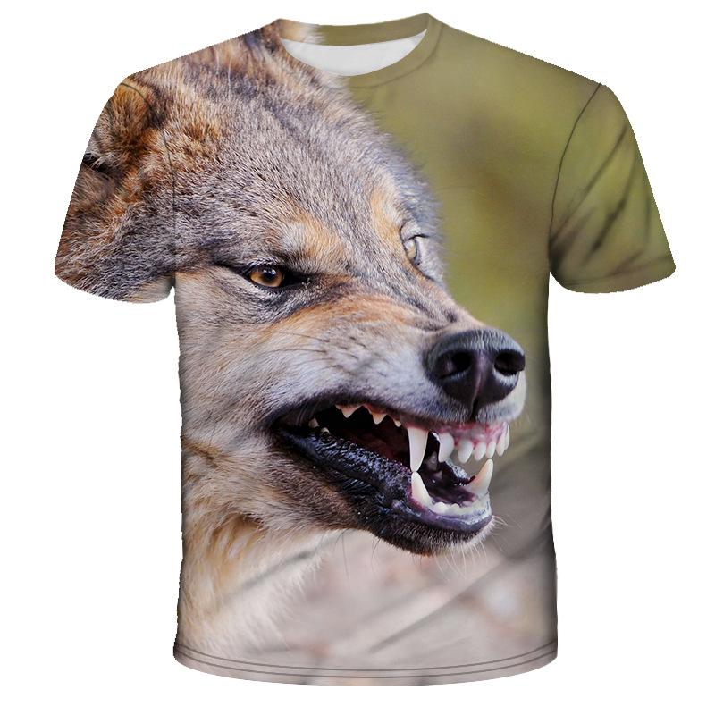 Summer 3D Digital Printed T-shirt Men's Casual Wolf Pattern Loose and Trendy Casual Round Neck Short Sleeved Top T-Shirts Men’s