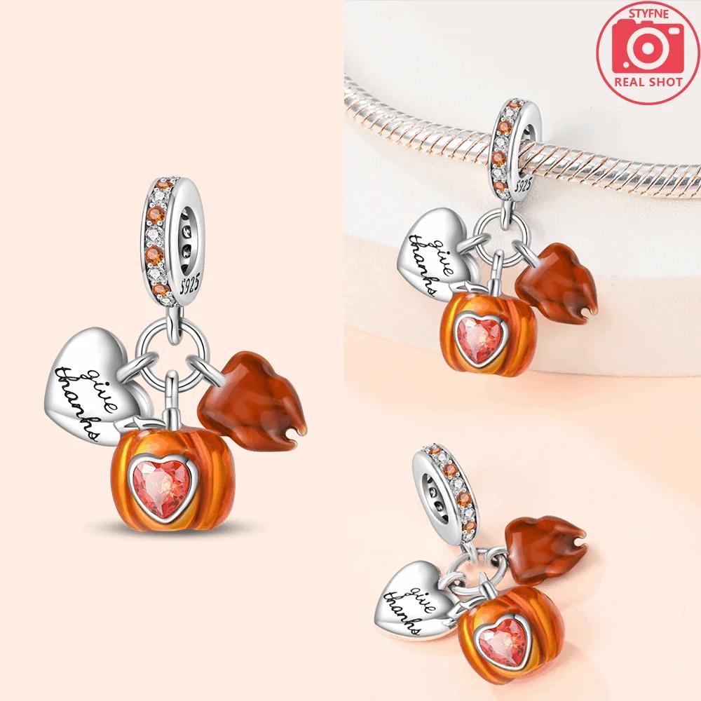 Autumn Harvest Series Squirrel Maple Leaf Pumpkin Copper Charms Pendants Fitoriginal Bracelets Diy Jewelry
