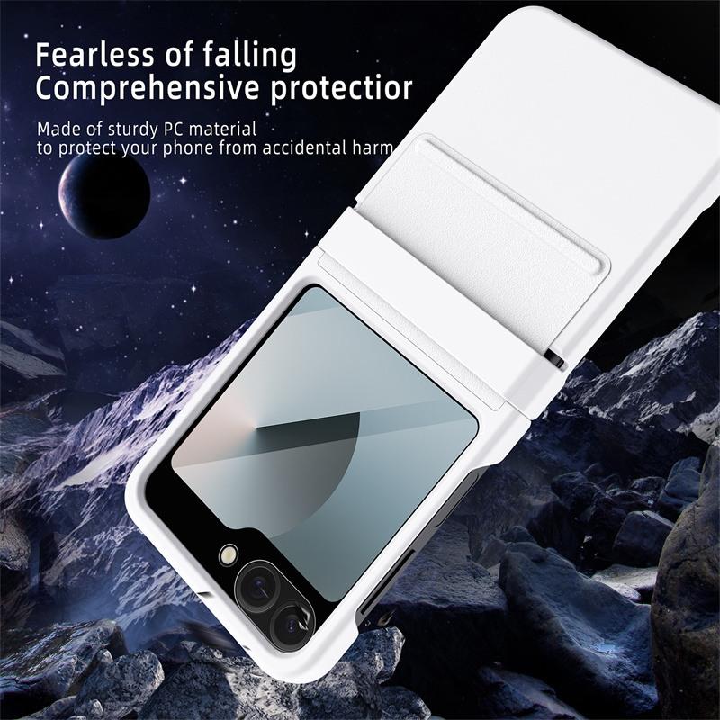 Matte Wrist Strap Hinge Full Protection Hard Case for Samsung Galaxy Z Flip 7 FE / 6 Folding Wristband Cover With Tempered Glass