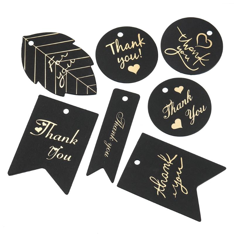 Thank You Tags 50Pcs Bronzing Stamping Black White Paper Card for Valentine's Day Gift Favor Retail Price Label