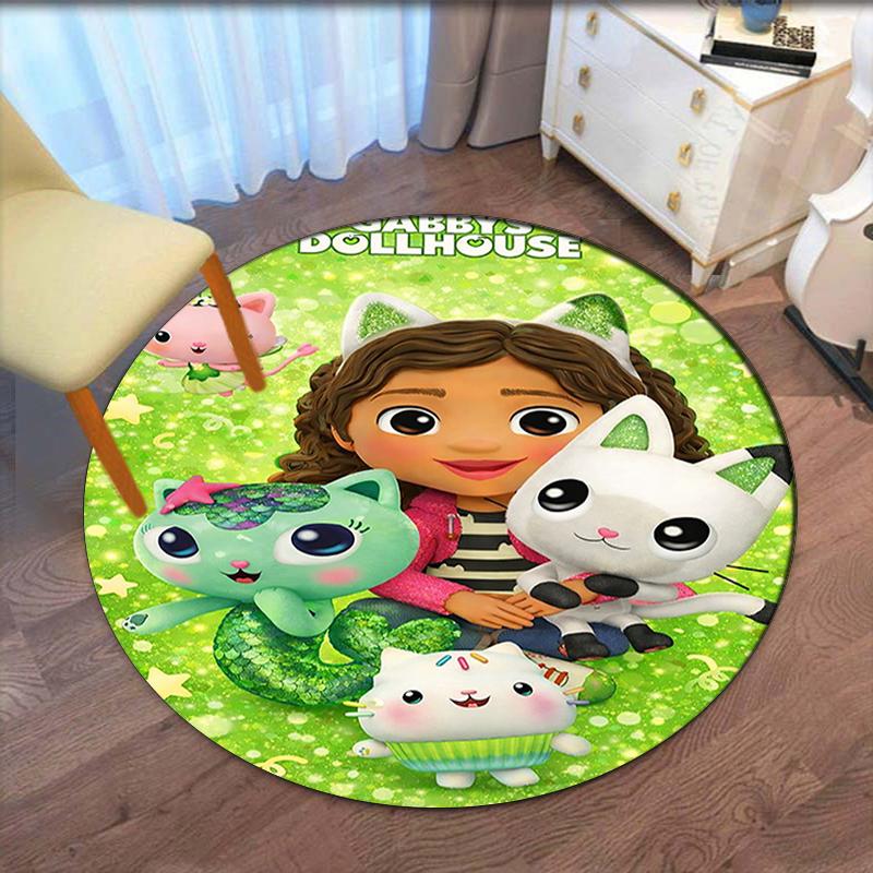 Gabby's Poppenhuis Bedrukte Ronde Vloerkleed Tapijt Stoelkleed Gebiedskleed Entree Deurmatten, voor Kantoorstoel Woonkamer Slaapkamer Keuken.