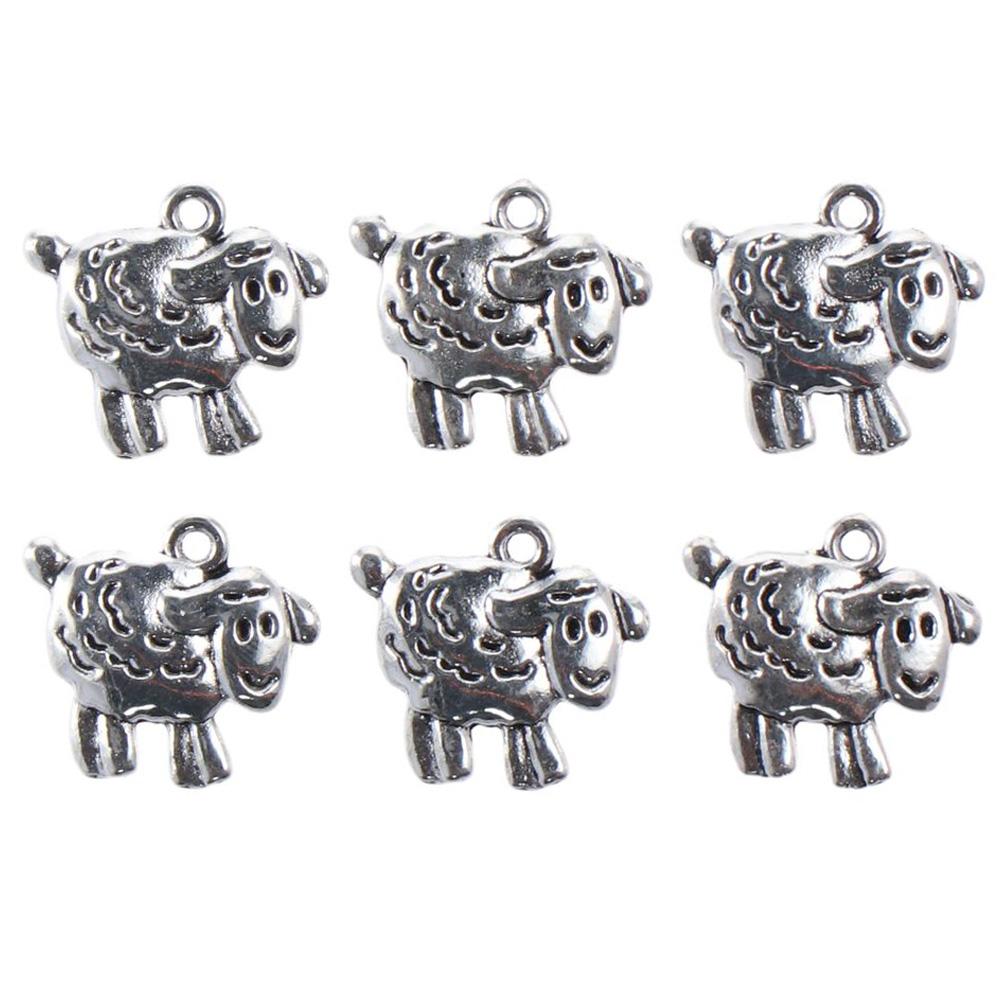 20pcs 0.7inch Sheep Metal Charms Pendants Silver Animal Shape Dangle  for Earring