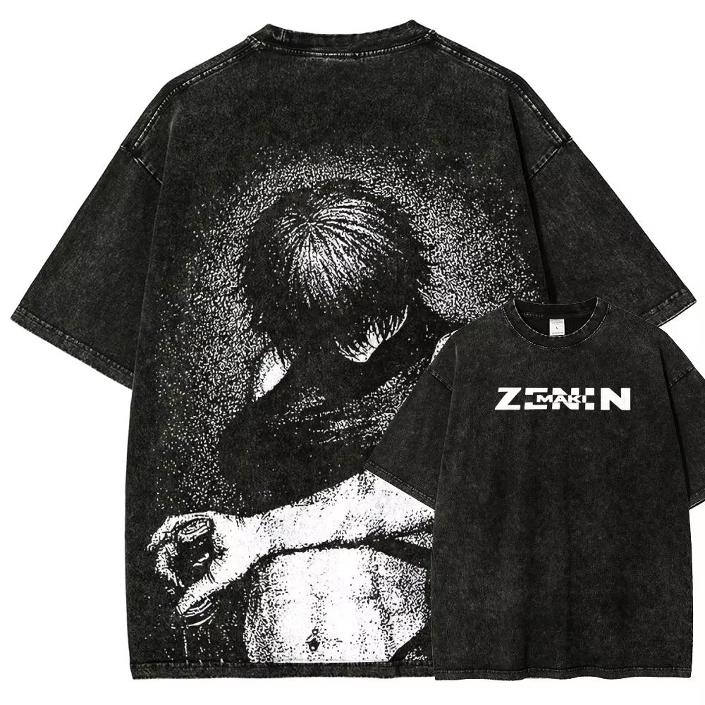 Maki Zenin new cotton T Shirt Jujutsu Kaisen Men Acid Wash Zenin Clan Anime Streetwear Grainy Grunge Aesthetic XL