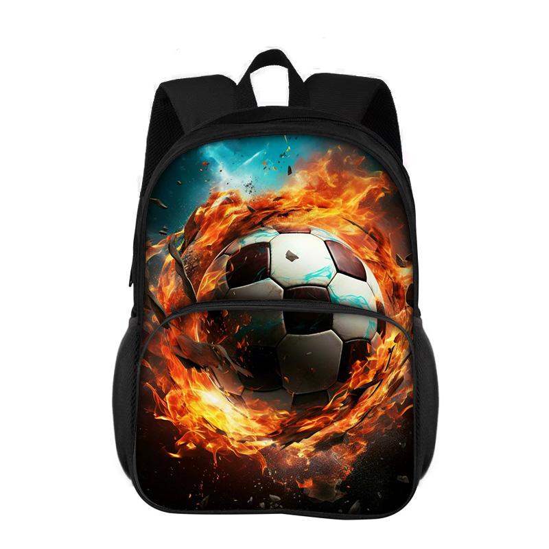 Soccer round front bag backpack, new sports style youth football print best partner for male and female students going to school