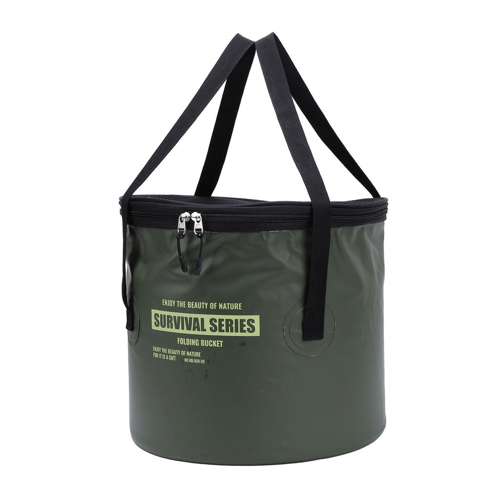 Cloth Folding Bucket with Mesh Pouch Portable Draining Basket Water Container for Outdoor Camping Fishing Car Washing