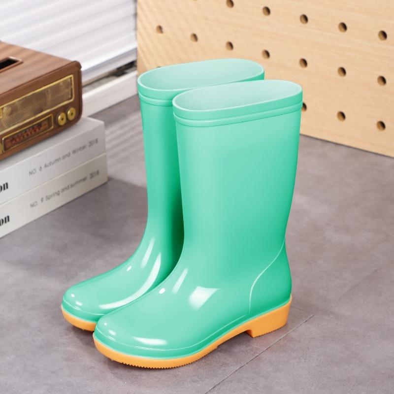 Women's high rain boots labor boots lightweight PVC non-slip mesh yarn inner women's rain shoes back kitchen cleaning water boots rubber shoes