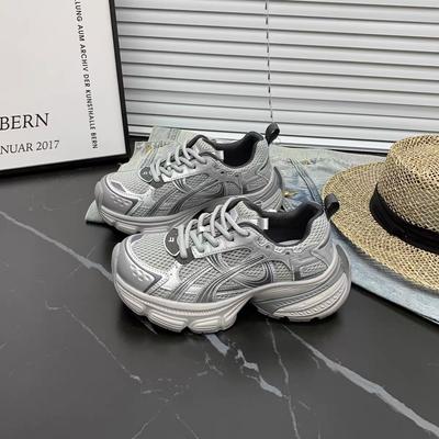 Paris Retro Contrasting Color Splicing Dad Shoes Women's 2025 New Thick-soled Comfortable and Breathable Casual Sports Shoes