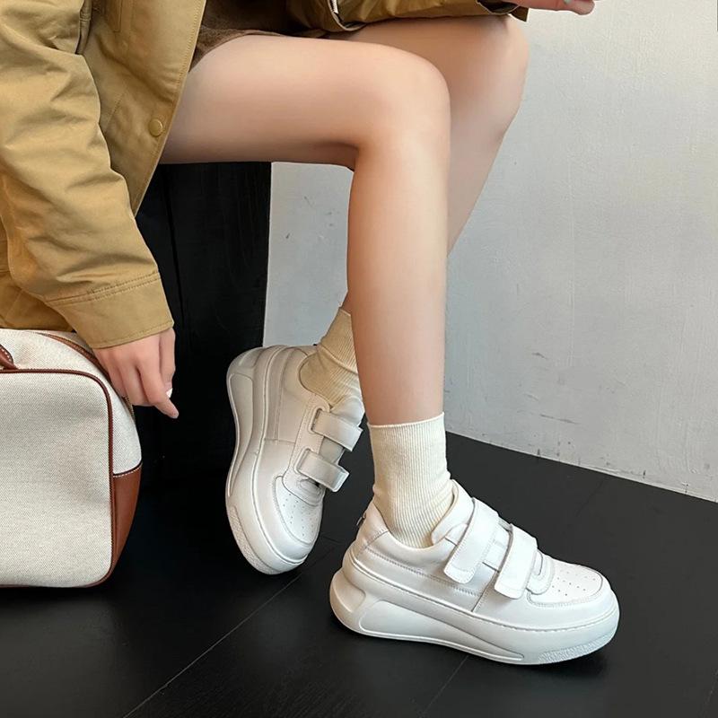 

High version~ Acne popular smiley little white shoes Zhao Ruth same 7cm thick-soled Velcro versatile casual board shoes 34