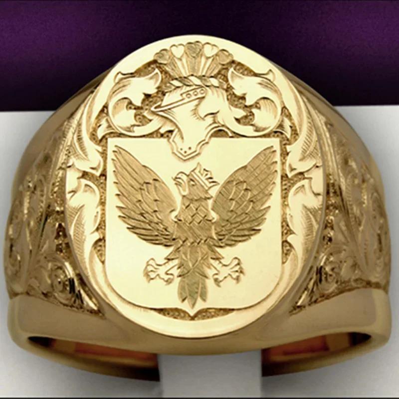 Anneaux Signets Sucrés Plaqués Or de Luxe avec Blason Gravé pour Hommes Femmes Hip Hop Fête de Danse Style Couronne Bijoux Cadeau