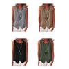 Women Tops Crew Neck Sleeveless Side Buttons Decor Asymmetric Design Pullover