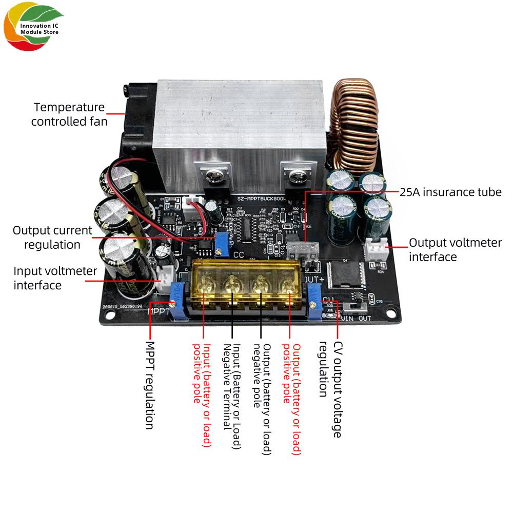 DC18-91V 811W High Power Buck Module Adjustable Voltage Step-down Board MPPT Solar Intelligent Voltage Regulation Charging Board