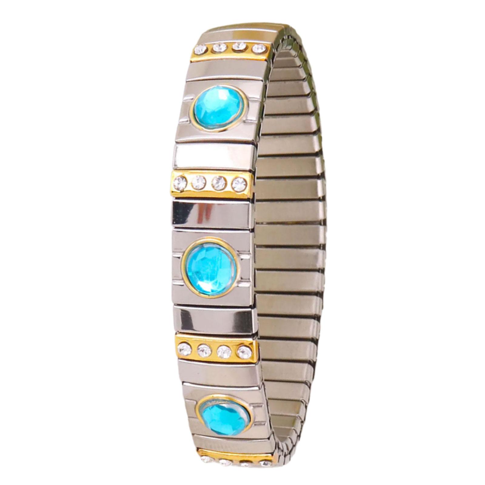 

Розтягнутий браслет із богемними стразами Універсальний еластичний браслет зі стразами Орнамент Витончений аксесуар для браслета небо синє кольору