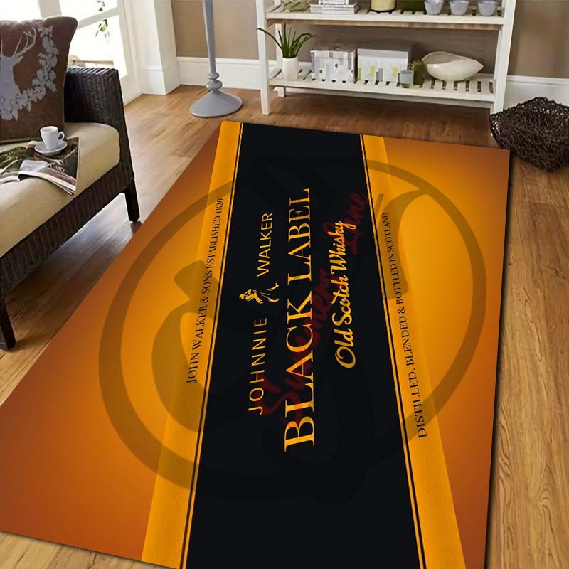 J Johnnie W Walker Whisky Carpet and Rug Modern Bar Living Room Bedroom Large Area Soft Carpet Study Porch Bedside Non Slip Mat