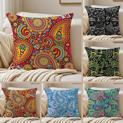 Design P-Paisley Kissenbezug Seidiger Kurzflor Sofakissenbezug Verdeckter Reißverschluss Weiche Staubschutzhülle für Heimdekoration