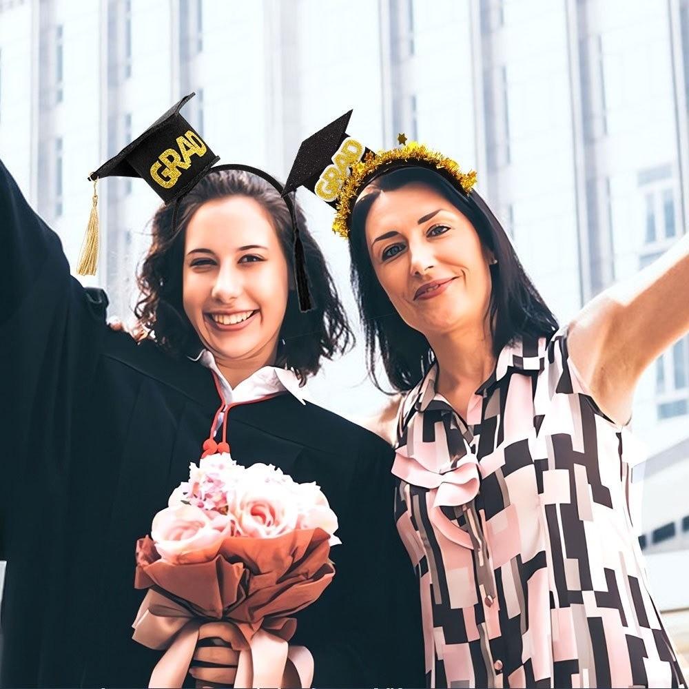 Celebrate Graduation Headband Shiny with Tassels Doctor Hat Hair Hoop Glitter Graduation Season Party Headpiece Party Favors
