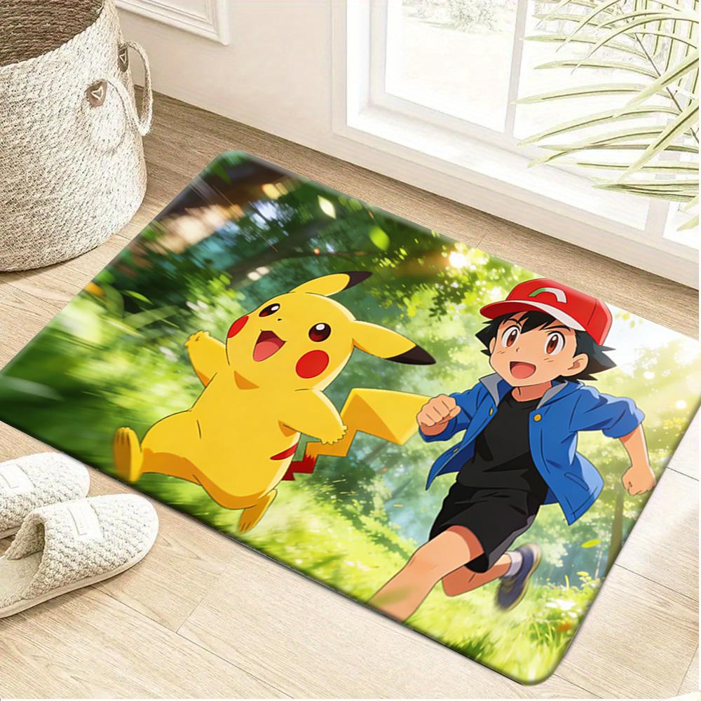 Pokemon Pokeball Word Art Print Non-Slip Doormat, Absorbent Floor Mat for Home Decor