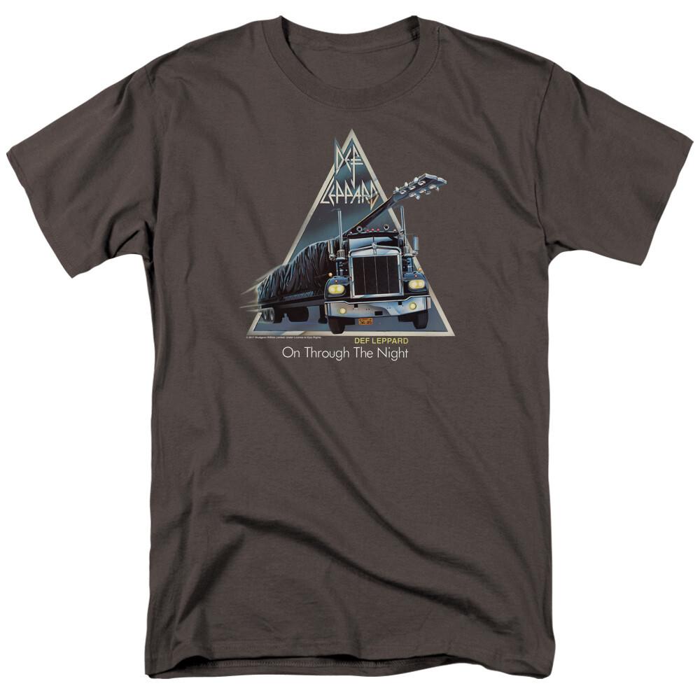 Def Leppard On Through the Night T Shirt Mens Licensed Rock Band Tee Charcoal XXL