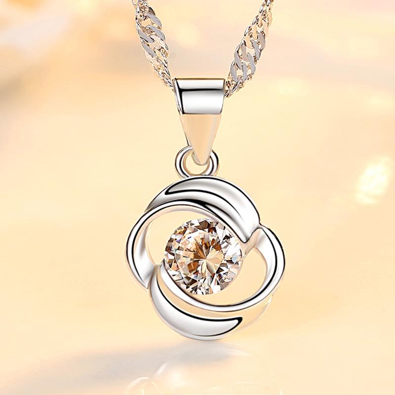 Rotating Love Spiral Pendant Silver Windmill Necklace