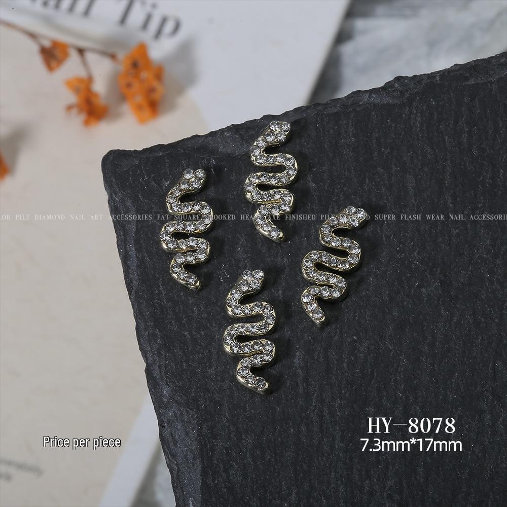 Shiny Rhinestone Snake-Shaped 3D Nail Art Accessories