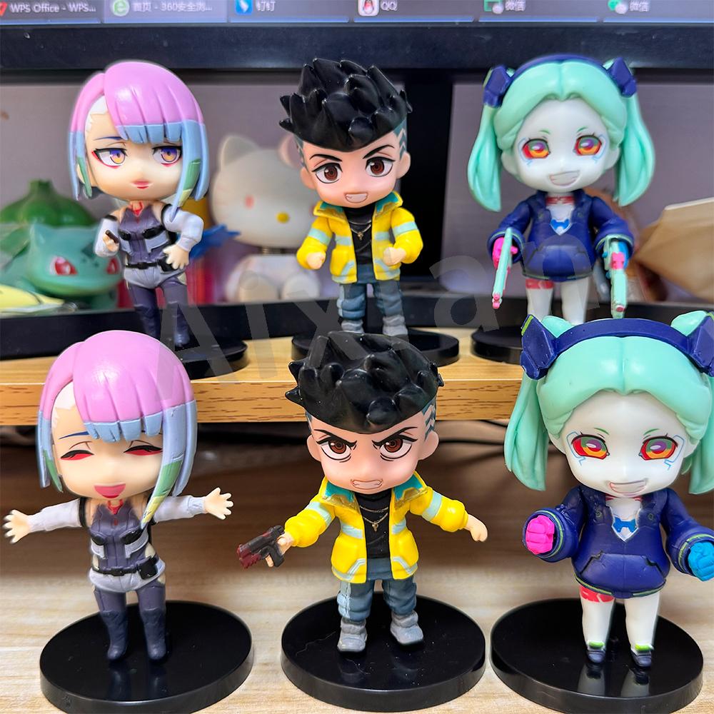 

6PCS 9cm Aixlan Cyberpunk Edgerunners Figure David Martinez Lucy Action Amine Birthday Gift Collectible Figurine PVC Articulated Scale Detailed