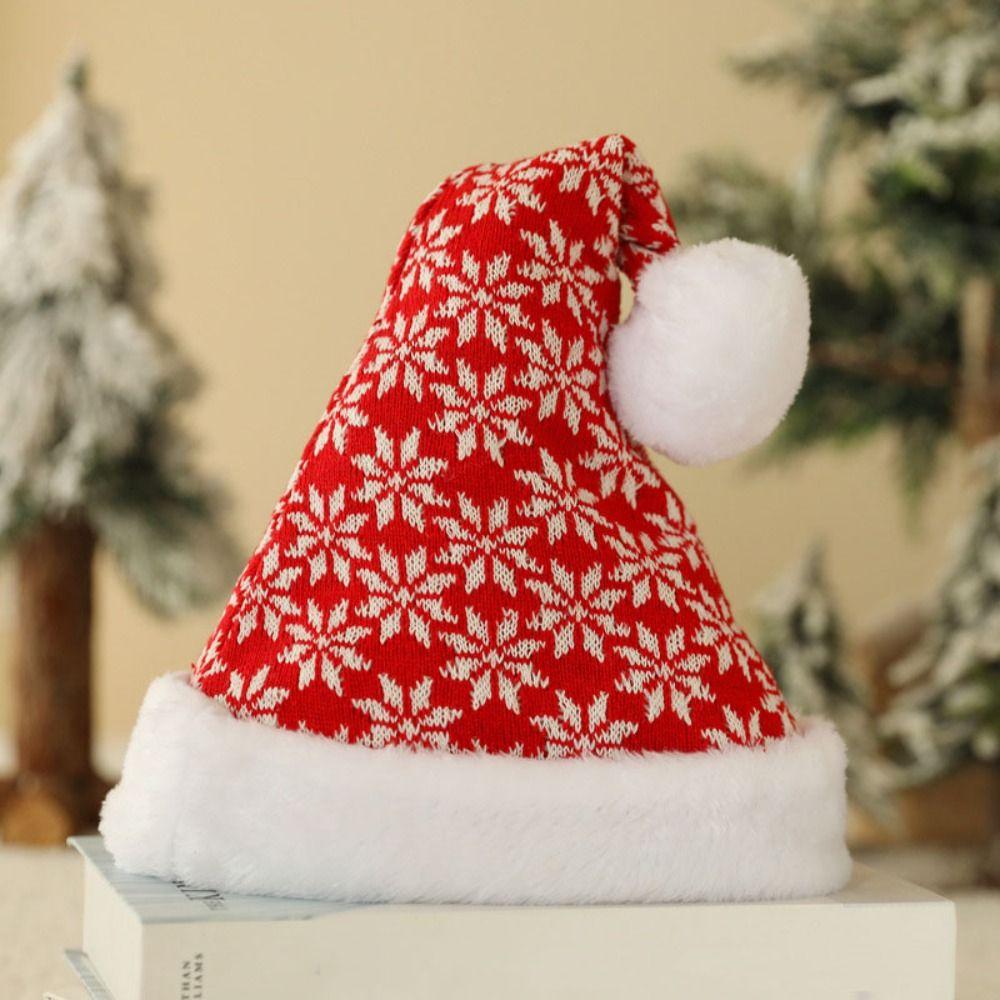 Snowflake Santa Claus Hat Elk Knitted Beanie Hat Gift Christmas Hat Adult