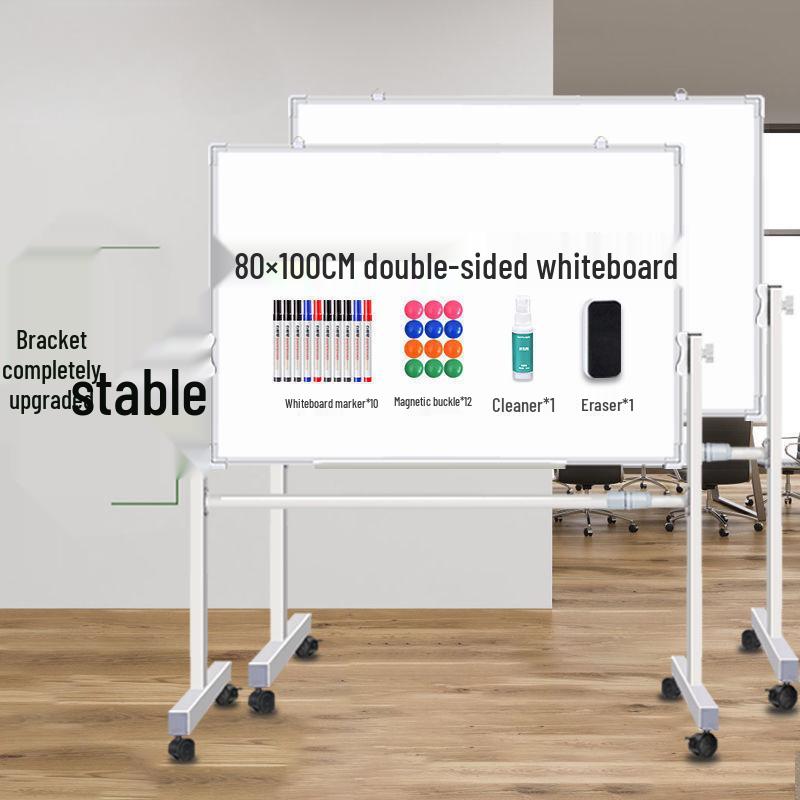 Double-Sided Movable Whiteboard & Blackout Board Easel Stand for Home & Office Teaching