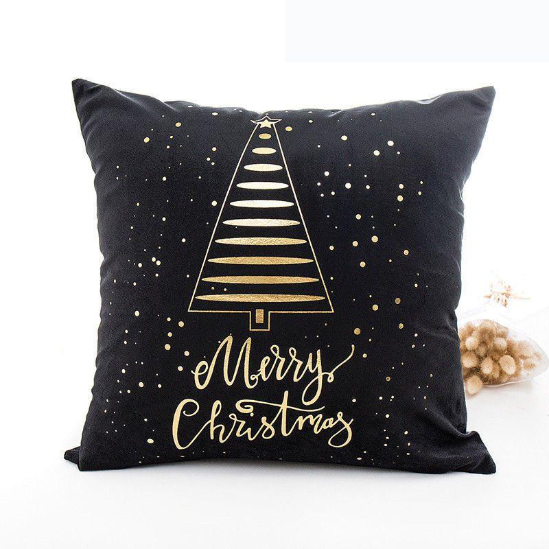 Elegant Christmas Pillow Case Glitter Cotton Linen Sofa Throw Cushion Cover For Home Decor