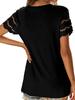 Women's Summer New Floral Lace Patchwork Short Sleeve T-Shirt Crew Neck Slim Fit Top