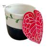 Tropical Leaf Handle Mug Ceramic Coffee with 3D Handle, 10oz Microwave Dishwasher Safe Tea Home Cup for Office, Creative Plant Lover Gift Birthday