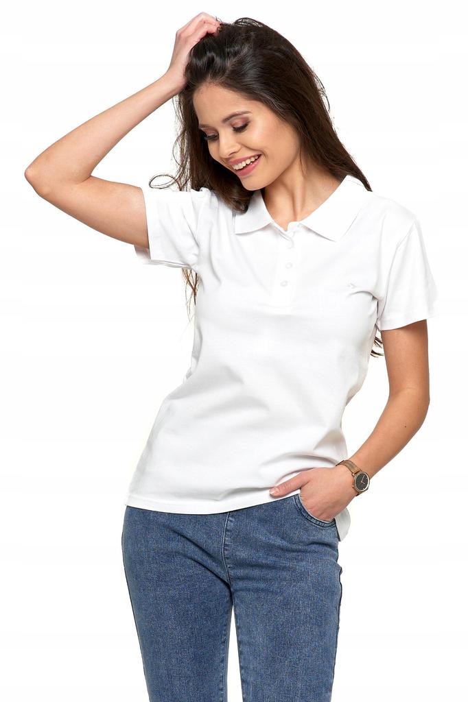 Women's Cotton Polo Shirt with Collar MORAJ XL White