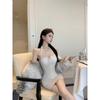 Socialite Style Halter-neck Spaghetti Strap Dress for Women, New Autumn Fitted Slimming Layered Sexy Girl Pencil Skirt