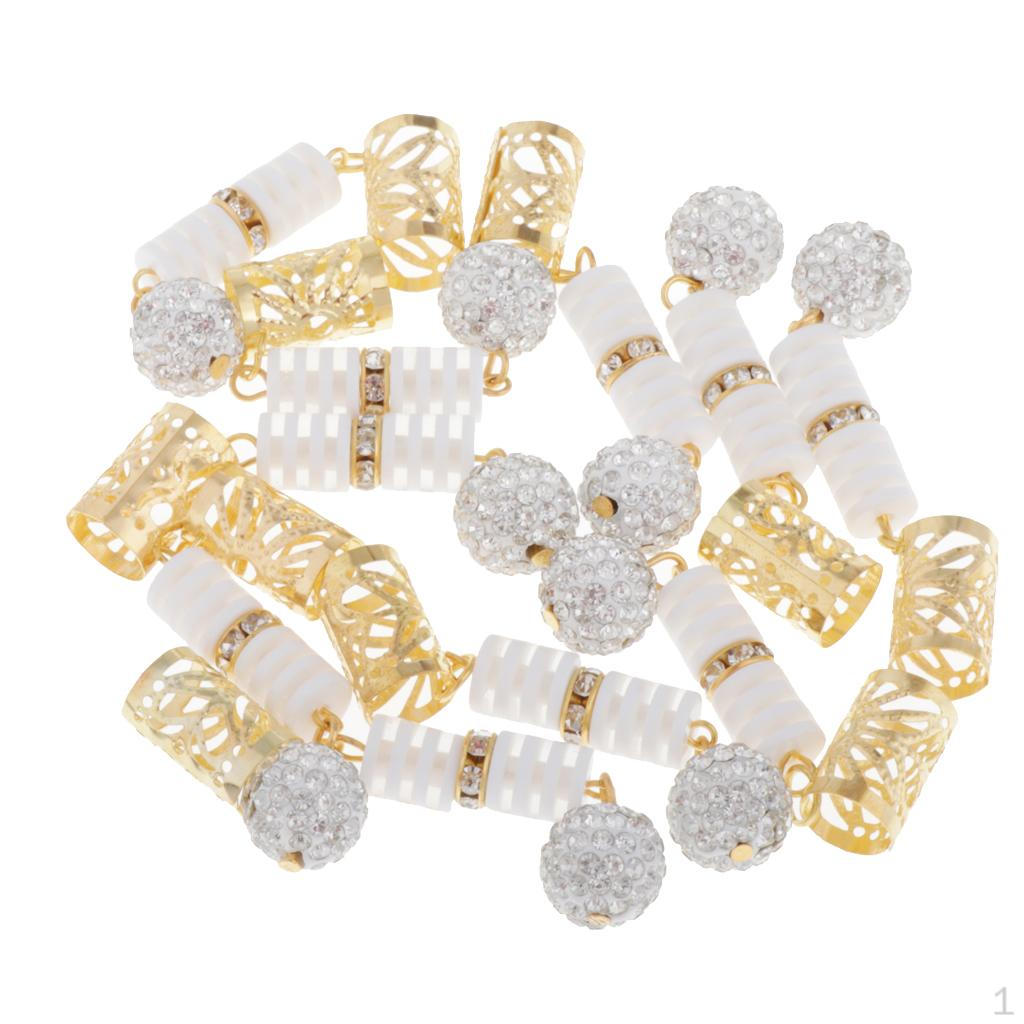 

10 Pcs Braid Beads Cuffs Clips Jewelry Decor White