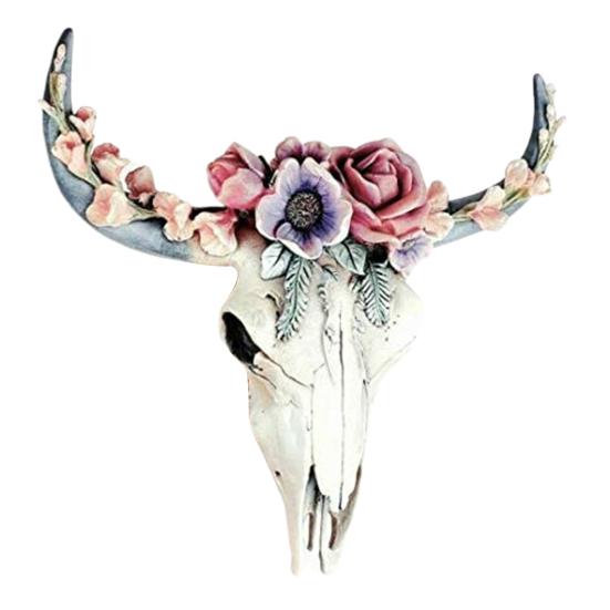 

Wall Ornament Beautiful Decorative Resin Succulent/Flower Cow Skull Hanging Pendant for Room L червоний