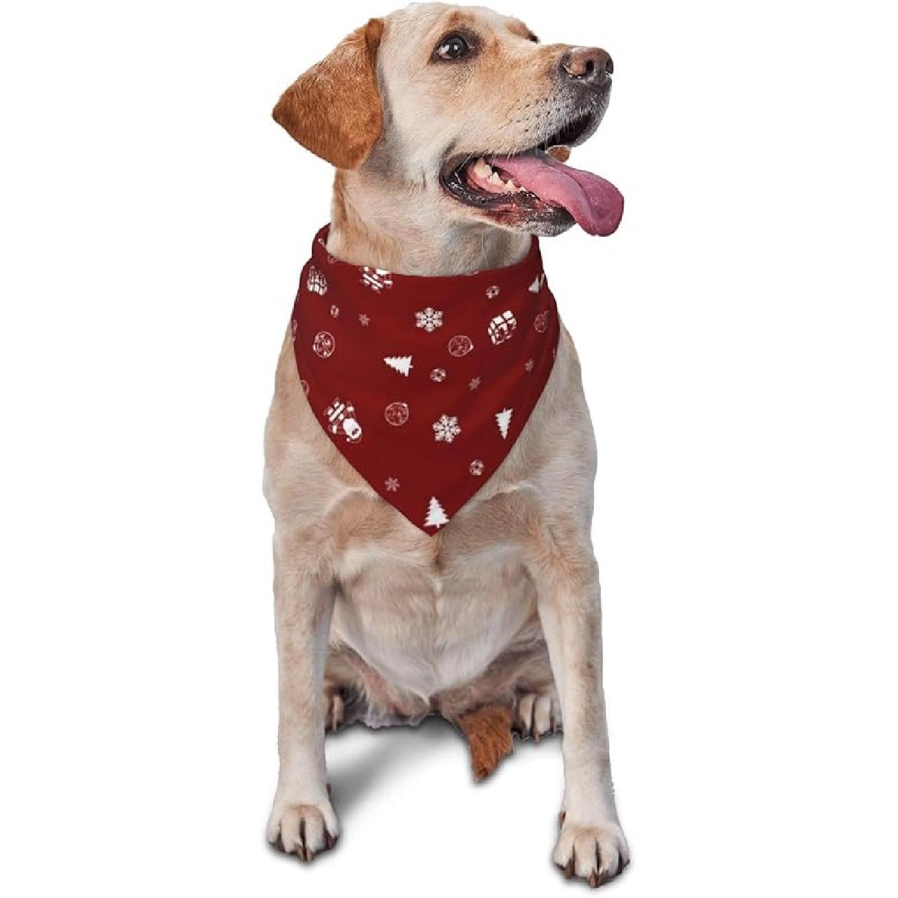 Christmas Dog Bandanas, Christmas Tree and Santa Claus Dog Scarf for Boy and Girl,Holiday Bandana for Gift idea,Santa Snowman Appliques,Pet Dog Puppy красный