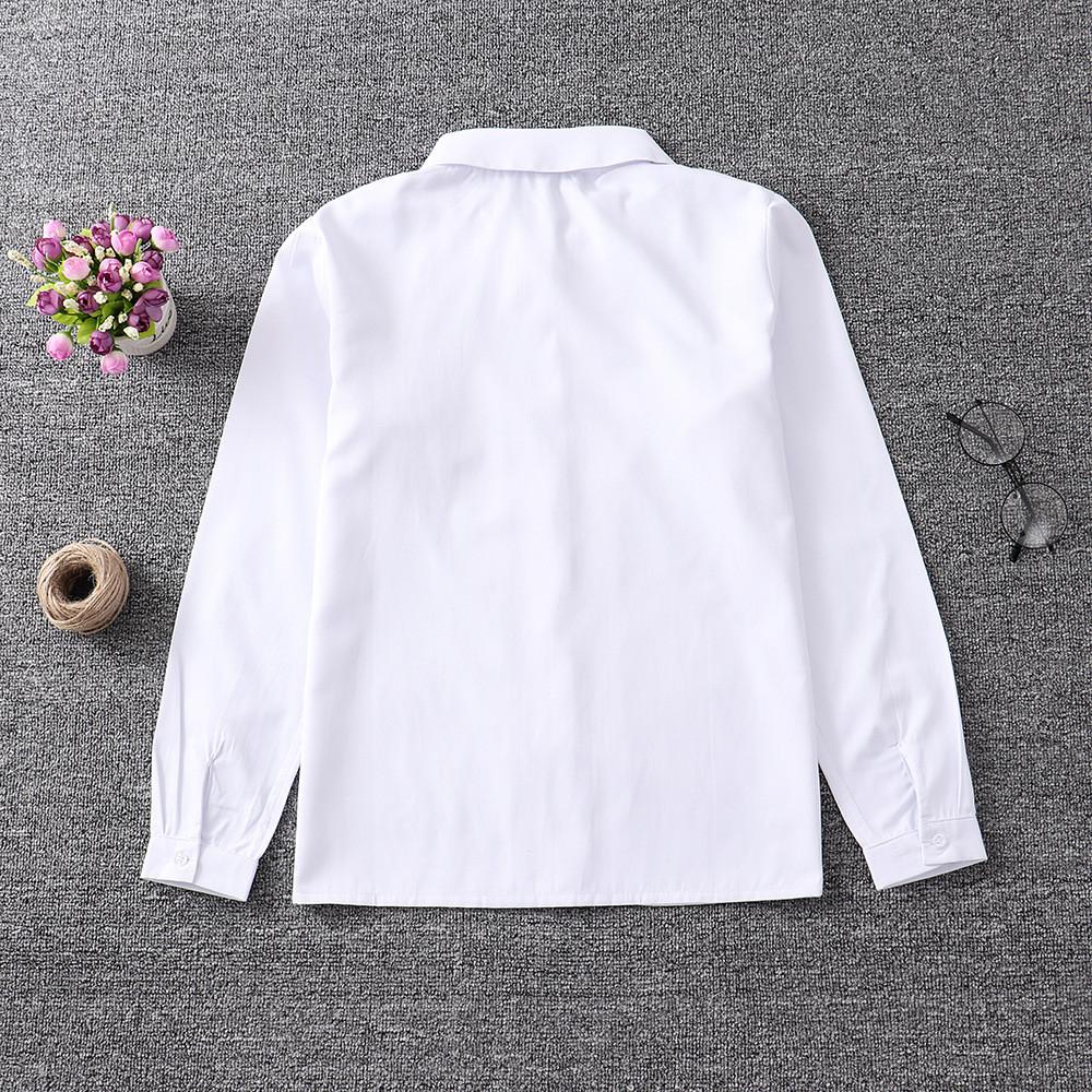 Uniform Long Sleeve Shirt With Pleated Front For Student Fashion