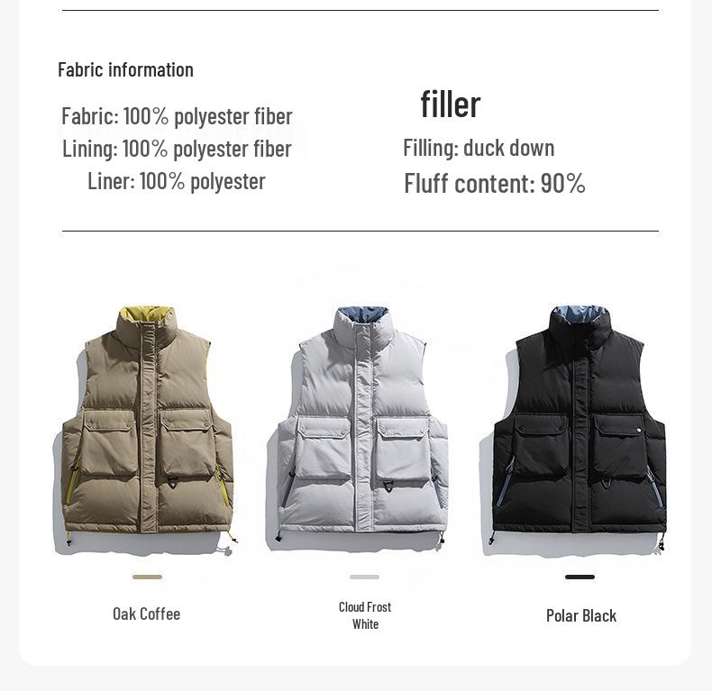 ACU Unisex Stand Collar Down Vest: Warm Workwear with Pockets for Autumn/Winter