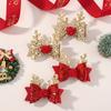 2Pcs/set Red Sparkling Bow Hair Clip Exquisite Christmas Deer Lucky Hairpin for Girls Ponytail Headwear Sweet Headclip