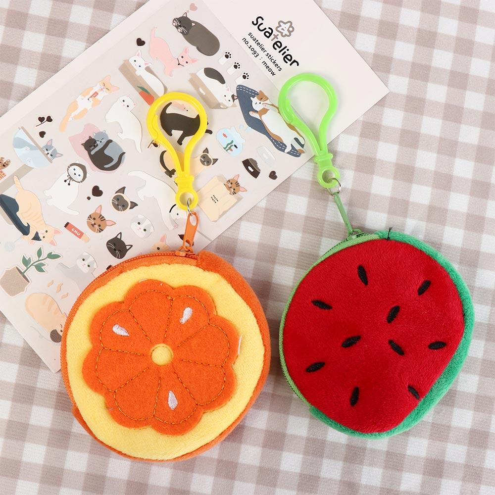 Watermelon Fruit Coin Bag With Hook 8CM Coin Pouch Keyring Pluhs Coin Purse  Put The Key/Coin