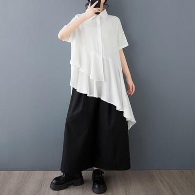 Korte mouw oversized shirts & blouses voor blouse Casual losse zomer tops dames knoopsluiting shirt