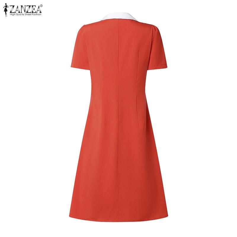 ZANZEA Abito estivo casual da donna con colletto rovesciato e maniche corte