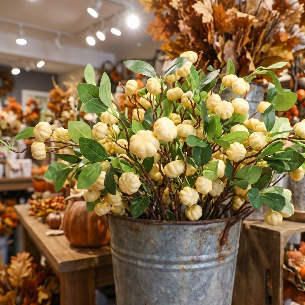 Künstlicher Kürbis Zweig Stecker für Thanksgiving Heimdekoration Herbst Tischmittelstück